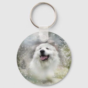 Great Pyrenees Winter Scene Keychain