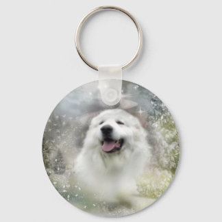 Great Pyrenees Winter Scene Keychain