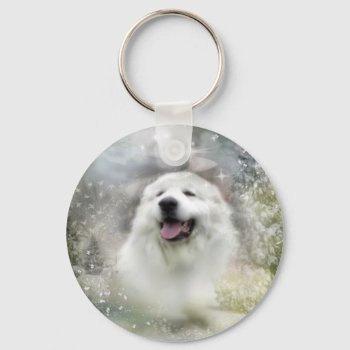 Great Pyrenees Winter Scene Keychain by steelmoment at Zazzle