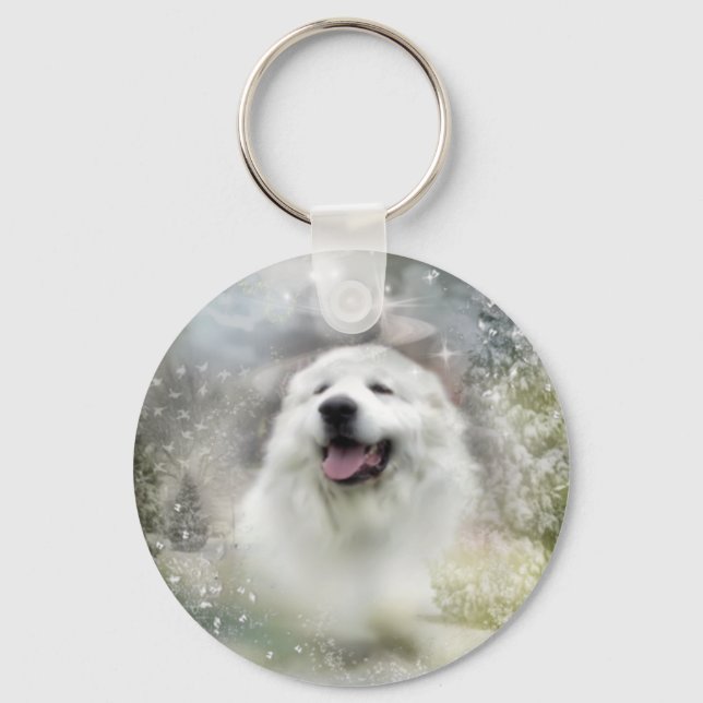 Great Pyrenees Winter Scene Keychain (Front)