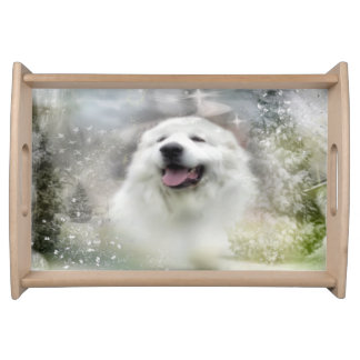 Great Pyrenees - Winter Scene Serving Tray
