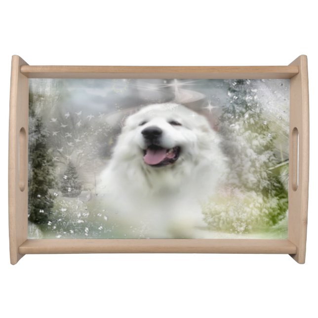 Great Pyrenees - Winter Scene Serving Tray (Front)