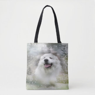 Great Pyrenees Winter Scene Tote Bag