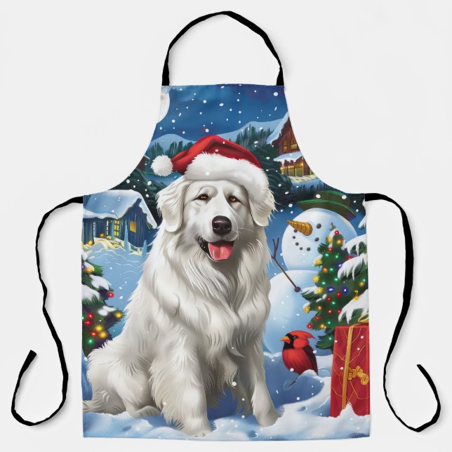 Great Pyrenees Winter Wonderland Christmas Joy Apron (Front)