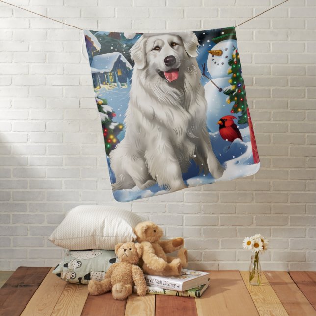 Great Pyrenees Winter Wonderland Christmas Joy Baby Blanket (In Situ)