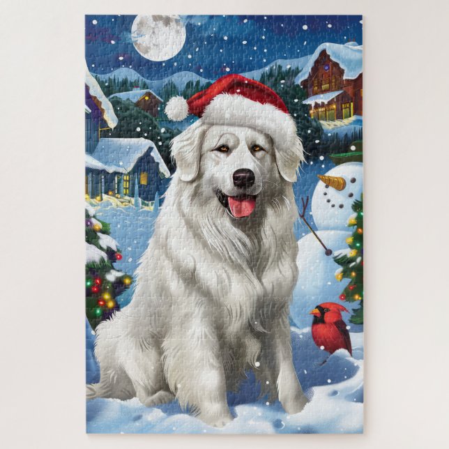Great Pyrenees Winter Wonderland Christmas Joy Jigsaw Puzzle (Vertical)
