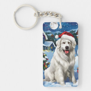 Great Pyrenees Winter Wonderland Christmas Joy Keychain