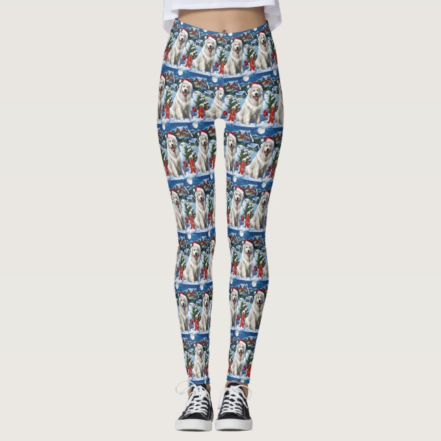 Great Pyrenees Winter Wonderland Christmas Joy Leggings (Front)