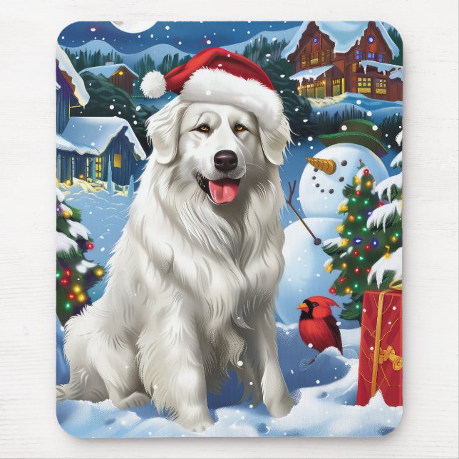 Great Pyrenees Winter Wonderland Christmas Joy Mouse Pad (Front)