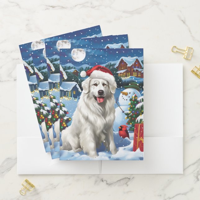 Great Pyrenees Winter Wonderland Christmas Joy Pocket Folder (In Situ)