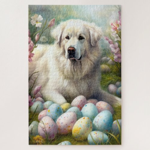 Great Pyrenees with Easter Eggs  Jigsaw Puzzle
