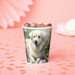 Great Pyrenees with Easter Eggs  Paper Cups