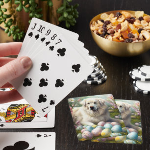 Great Pyrenees with Easter Eggs Poker Cards