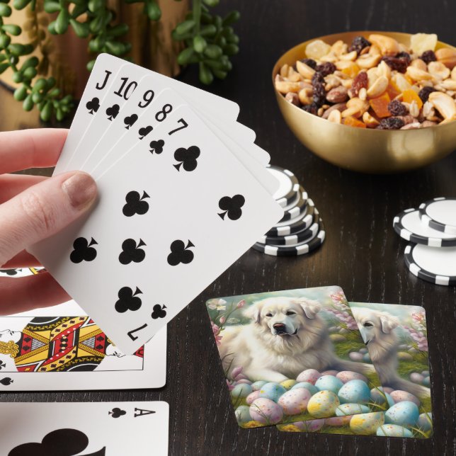 Great Pyrenees with Easter Eggs  Poker Cards (In Situ)