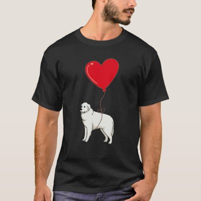 Great Pyrenees With Heart Balloon Valentines Day L T-Shirt