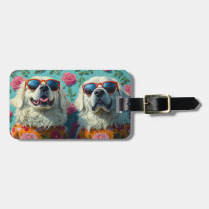 Great Pyrenees With Heart Roses Valentine's Day Luggage Tag