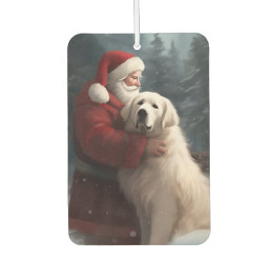 Great Pyrenees With Santa Claus Festive Christmas Air Freshener