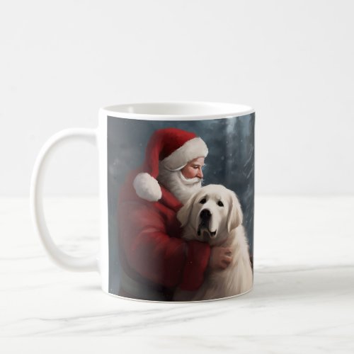 Great Pyrenees With Santa Claus Festive Christmas Coffee Mug