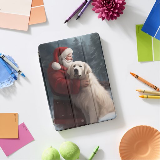 Great Pyrenees With Santa Claus Festive Christmas iPad Air Cover