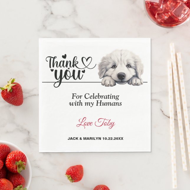 Great Pyrenese Dog Wedding Reception Napkins (Insitu)