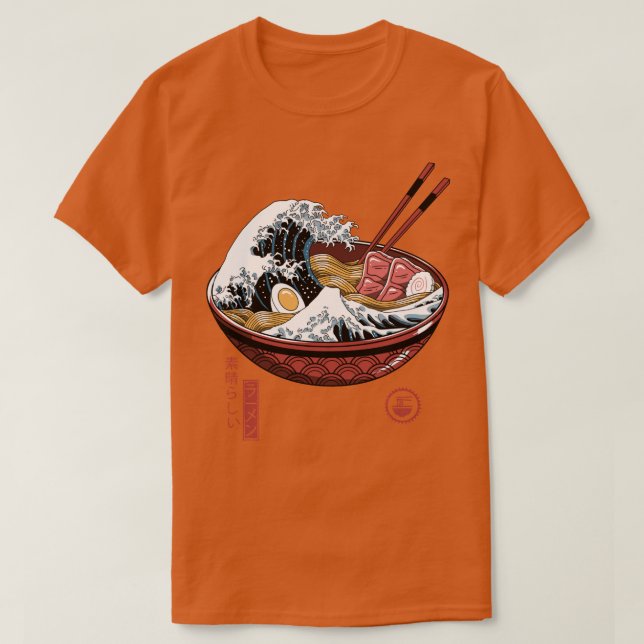 Great Ramen Wave White  T-Shirt (Design Front)