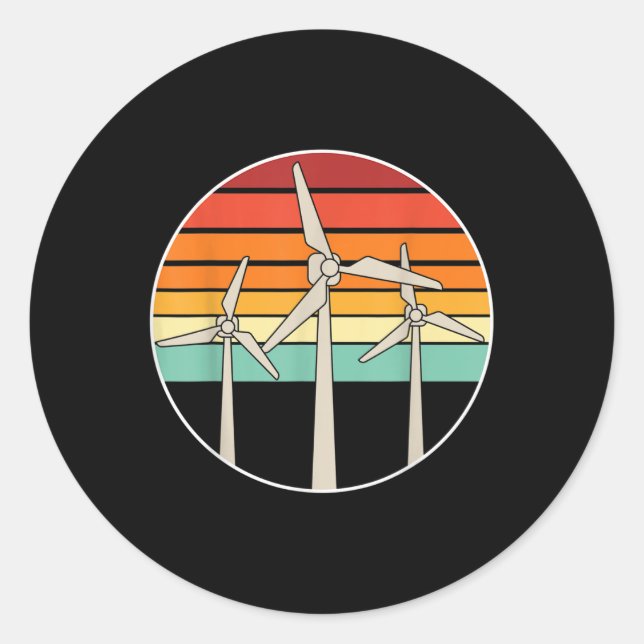 Great Renewable Energy Wind Power Windmill Environ Classic Round Sticker (Front)