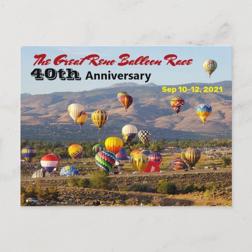 Great Reno Balloon Race 40th Anniversary  Postcard