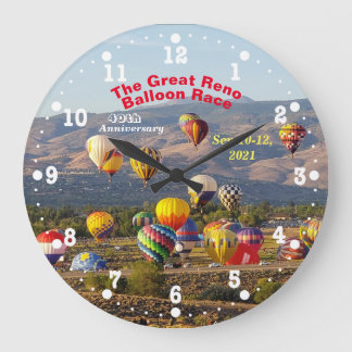 Great Reno Balloon Race Rising Balloons 40th Year Large Clock