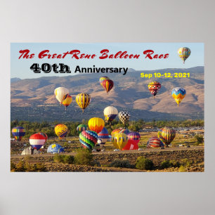 Great Reno Balloon Race Rising Balloons 40th Year Poster