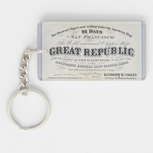 Great Republic Clipper sailing ship 1900 Keychain