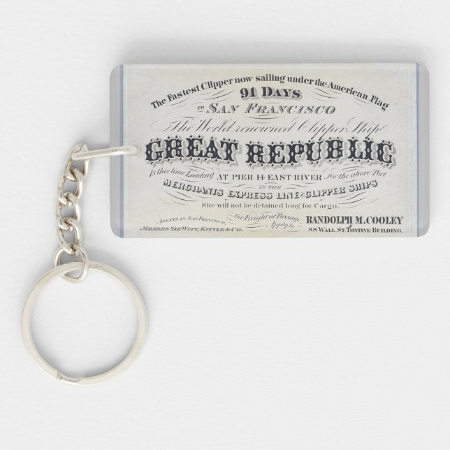 Great Republic Clipper sailing ship 1900 Keychain (Creator Uploaded)