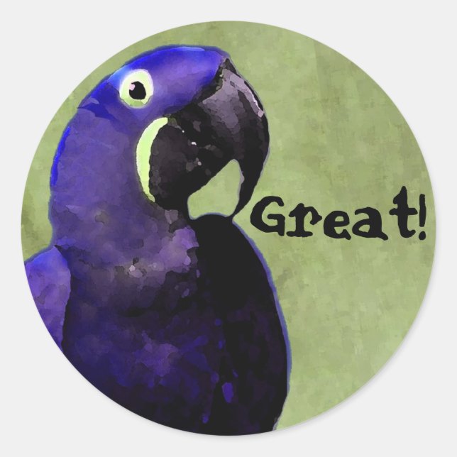 GREAT reward sticker with Blue Parrot (Front)