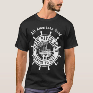 Great River Road Small Paddle Wheel Logo White Ove T-Shirt