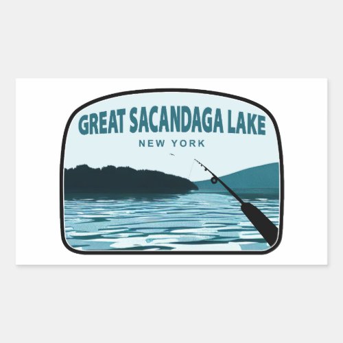 Great Sacandaga Lake New York Fishing Rod Rectangular Sticker