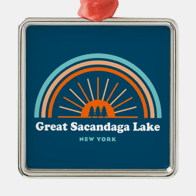 Great Sacandaga Lake New York Rainbow Metal Ornament (Front)