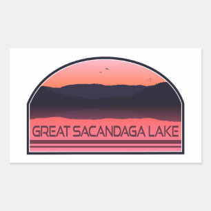 Great Sacandaga Lake New York Red Sunrise Rectangular Sticker