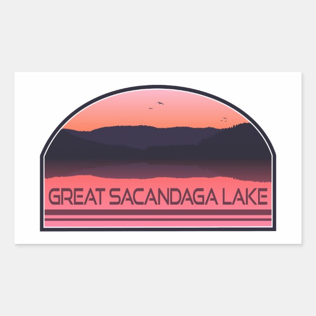 Great Sacandaga Lake New York Red Sunrise Rectangular Sticker (Front)