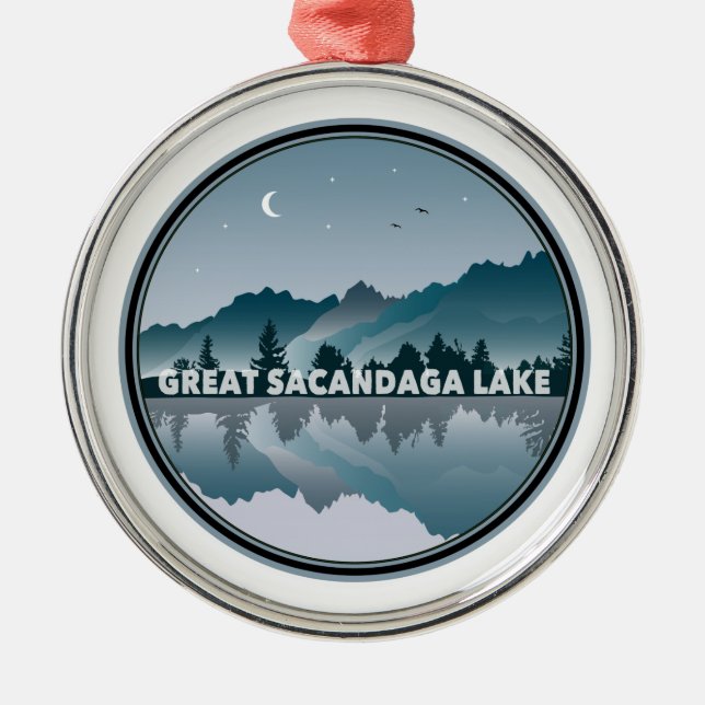 Great Sacandaga Lake New York Reflection Metal Ornament (Front)