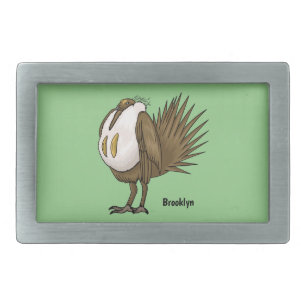 Great sage grouse bird cartoon illustration belt buckle