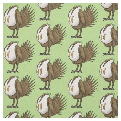 Great sage grouse bird cartoon illustration  fabric