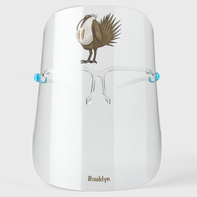 Great sage grouse bird cartoon illustration  face shield (Front)