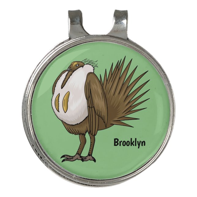 Great sage grouse bird cartoon illustration  golf hat clip (Front)