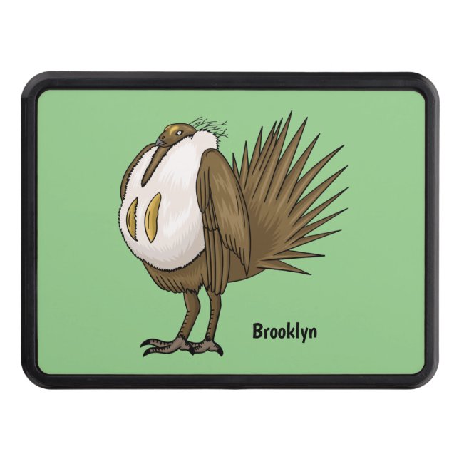 Great sage grouse bird cartoon illustration  hitch cover (Front)