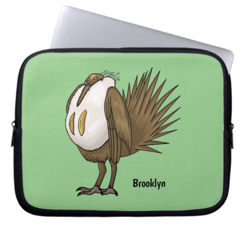 Great sage grouse bird cartoon illustration laptop sleeve