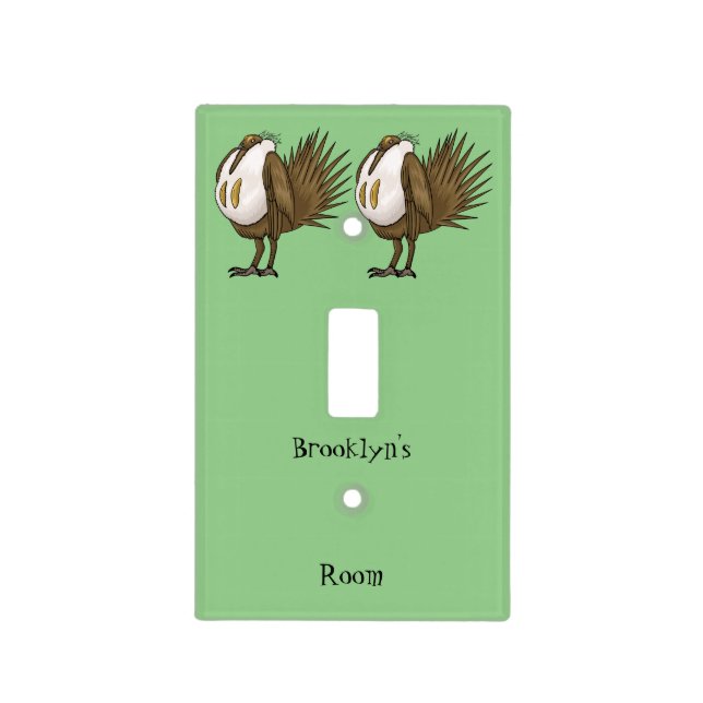 Great sage grouse bird cartoon illustration  light switch cover (Front)