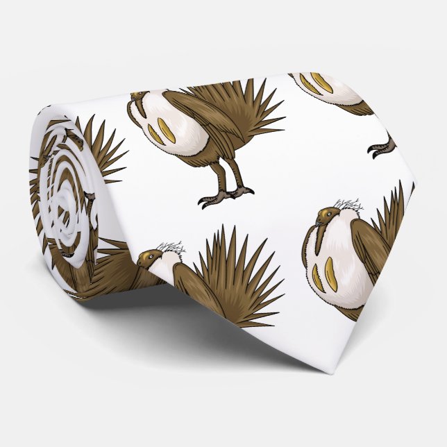 Great sage grouse bird cartoon illustration  neck tie (Rolled)