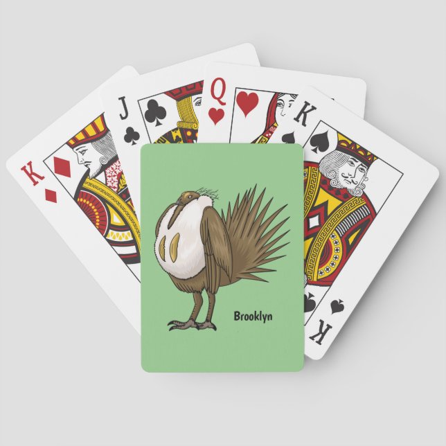 Great sage grouse bird cartoon illustration poker cards (Back)