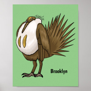 Great sage grouse bird cartoon illustration  poster