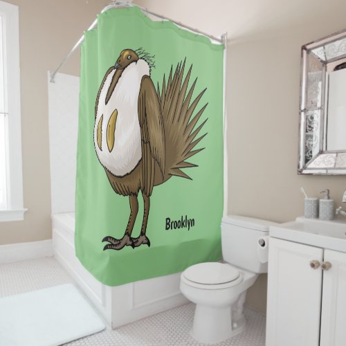 Great sage grouse bird cartoon illustration  shower curtain