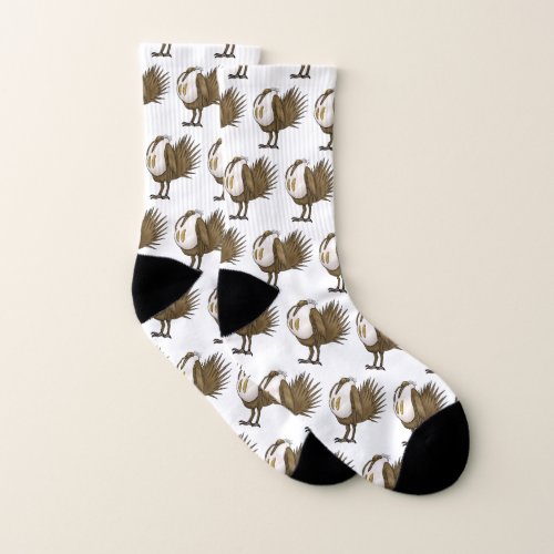 Great sage grouse bird cartoon illustration socks